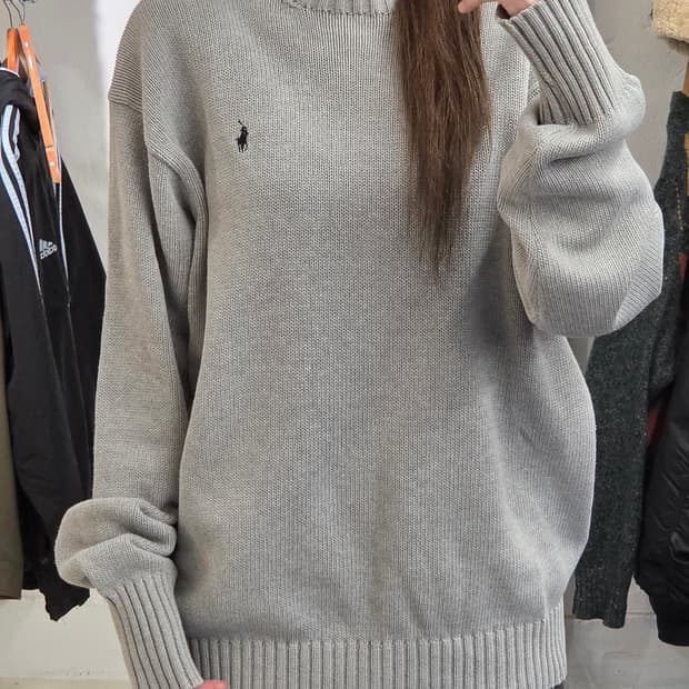 PRL 폴로 랄프로렌 그레이 코튼 니트