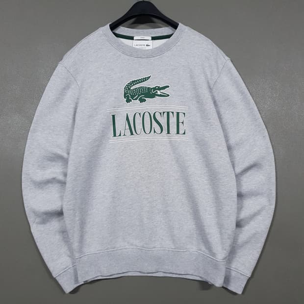 라코스테 신형 23FW 빅로고 포인트 크록 맨투맨 스웻셔츠 그레이 90