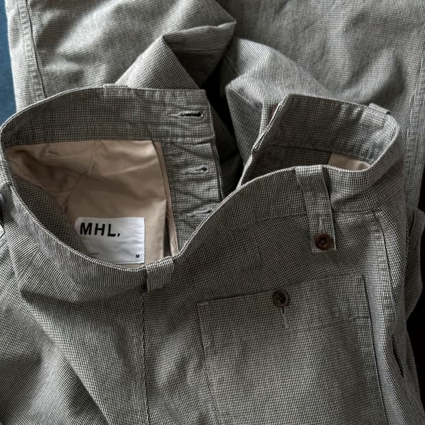 CHEF CHECK COTTON WOOL WIDE PANTS