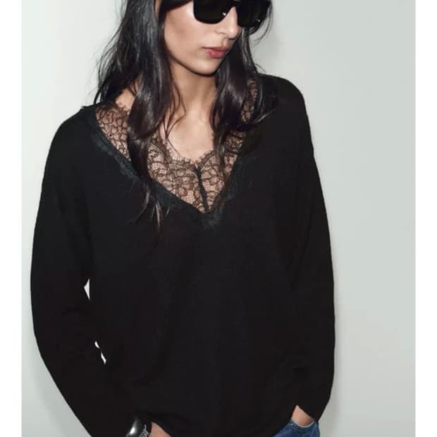 자라 레이스 니트 스웨터