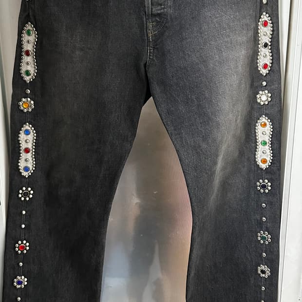 캐피탈 잼스톤 흑청 데님 팬츠