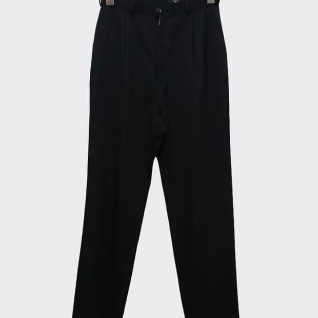 Black wool tuck slacks 