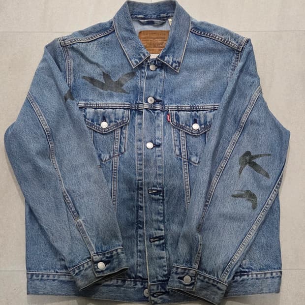 리바이스 버드 프린팅 데님자켓