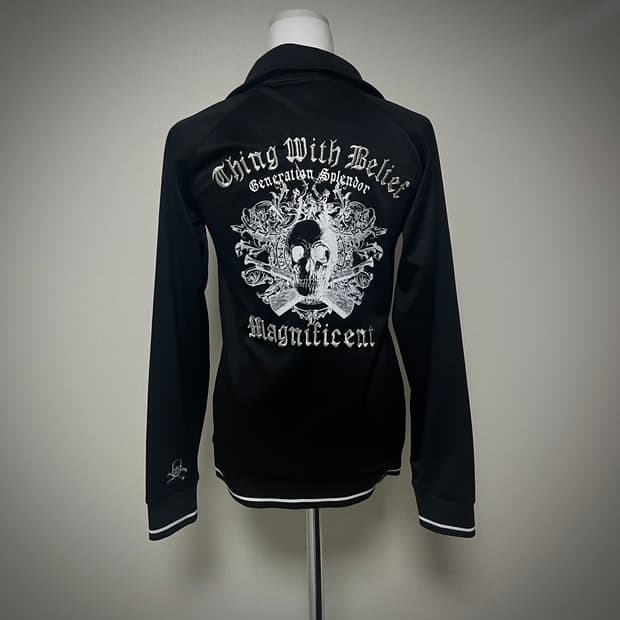 고스펑크 해골 프린팅 자수 져지 y2k