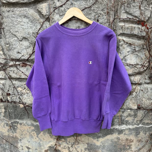 90s 챔피온 빈티지 리버스위브 자수로고 플레인 스웻 셔츠 맨투맨 보라