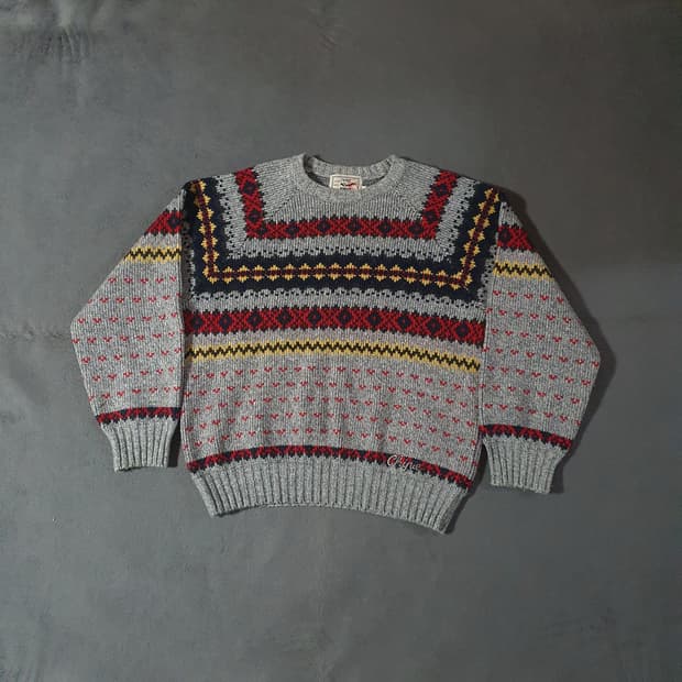 CHIPIE 헤비 울 노르딕 니트 스웨터 M