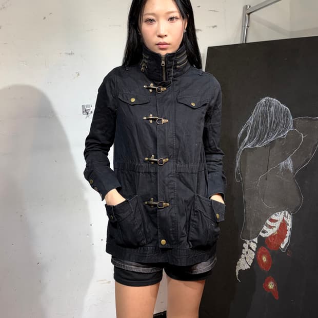 JPN 파이어맨 토클 버튼 펑크 고딕 블랙 고딕 자켓 L