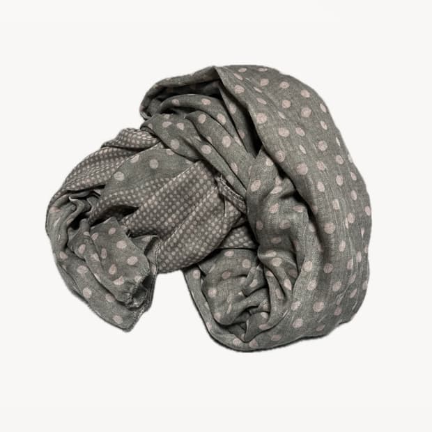 그레이 핑크 도트 모리 갸루 머플러