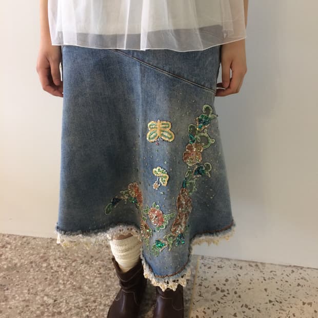 그런지페어리 스팽글 데님 스커트