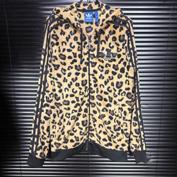 아디다스 호피 레오파드 후리스 후드 집업 올드 스쿨 갸루 로리걸 고스펑크
