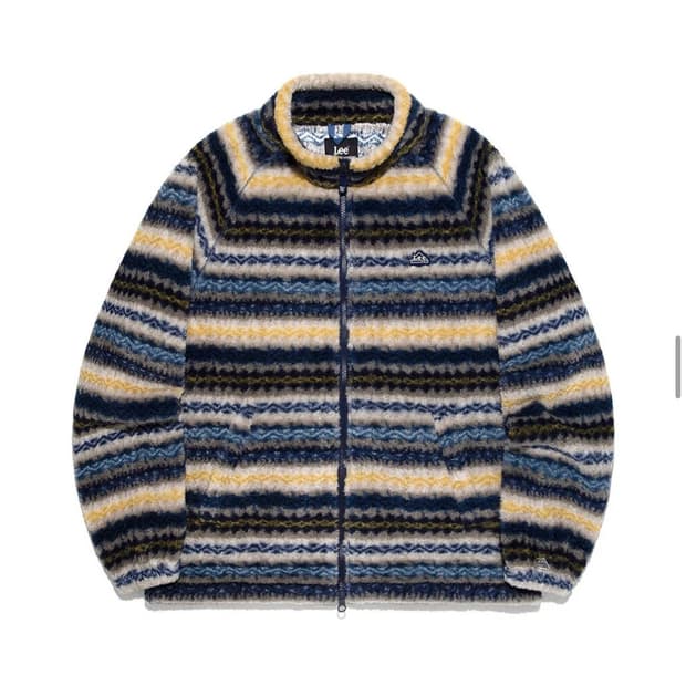 XL) lee 리 패턴 플리스 후리스 자켓 스트라이프