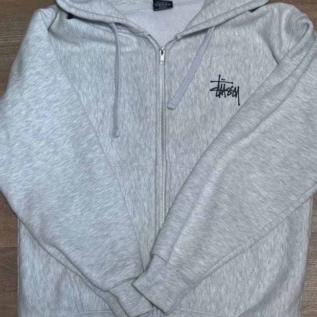 스투시 베이직 후드집업 애쉬 헤더 S 