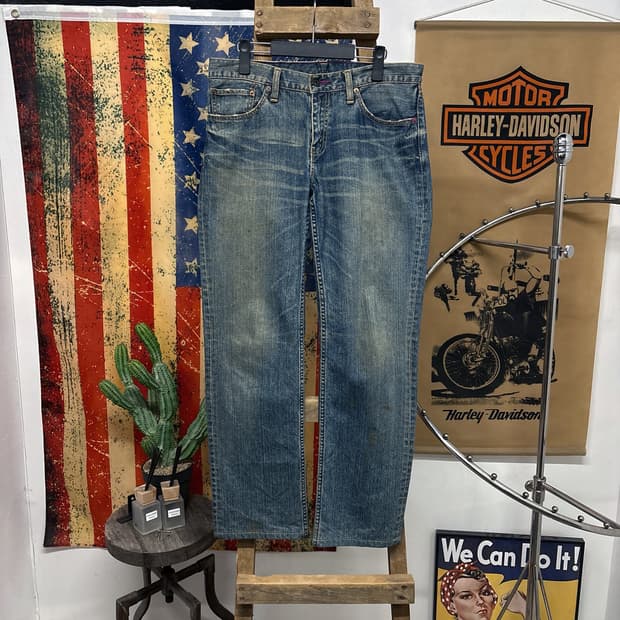 00s 리바이스 502 재팬라인 퍼플 스티치 워싱 데님 진 팬츠 N69