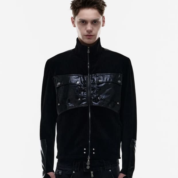 오퍼스0012 레더패치 니트집업