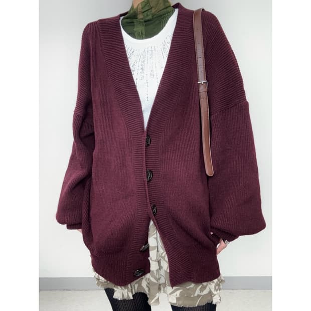 빈티지 버건디 가디건