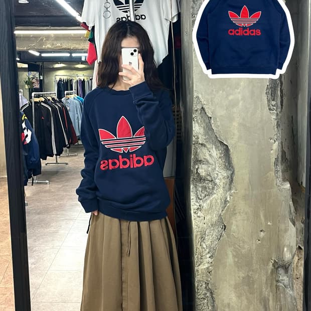 아디다스 기모 맨투맨 네이비 XL #csz2572 