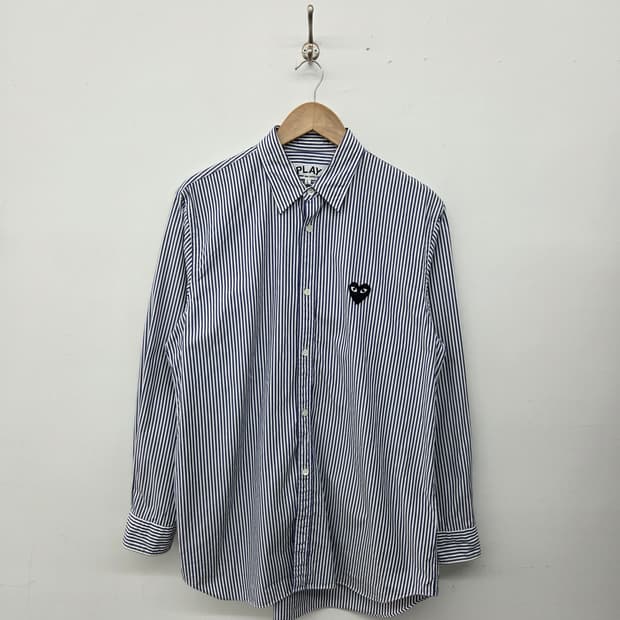 꼼데가르송 플레이 스트라이프 셔츠 남L