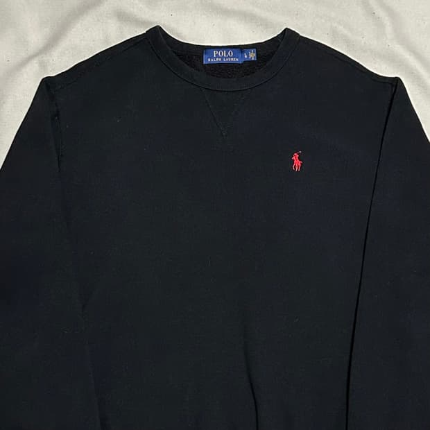 L 폴로랄프로렌 블랙 기모 맨투맨