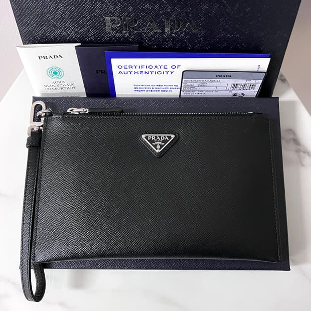 [S급/정품] 프라다 사피아노 블랙 미니 클러치 파우치