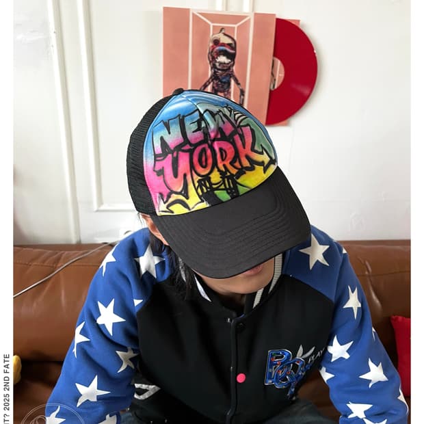 -1990s Head Lock Graffiti Print Mesh Cap