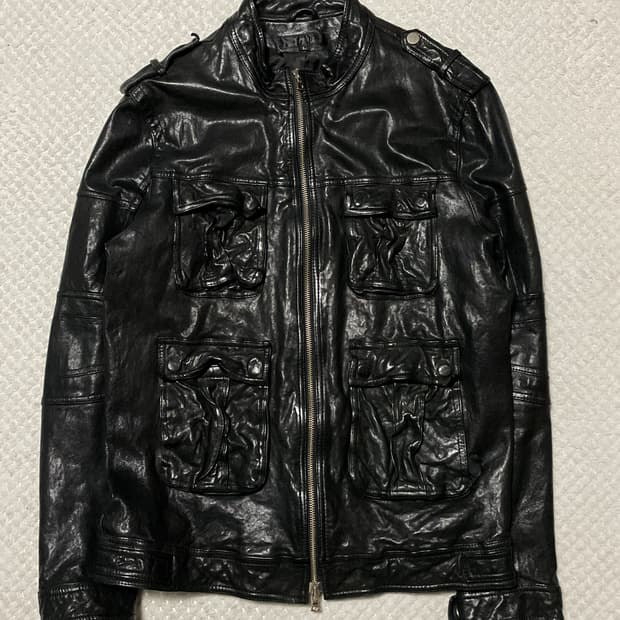 웨스턴 무드 램스킨 양가죽 2WAY 포켓 레더 자켓