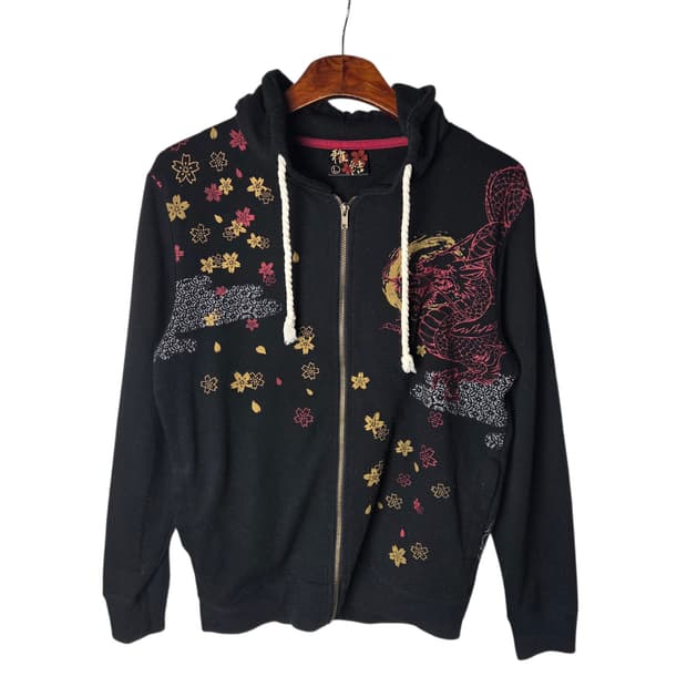 [JPN] 빈티지 오리엔탈 드래곤 사쿠라 후드집업