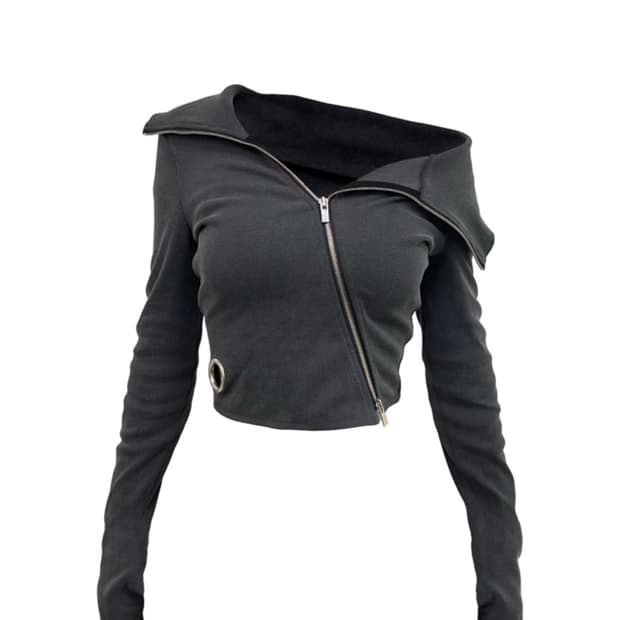 Kimyo unbal full zip top washed grey