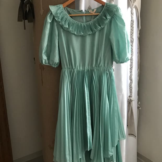 vintage mint ruffle dress