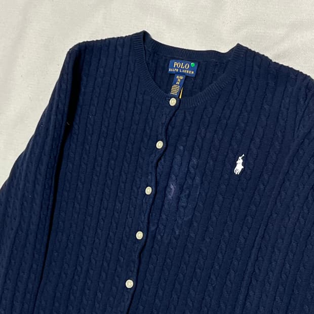 XL 폴로랄프로렌 화이트 포니 네이비 케이블 가디건