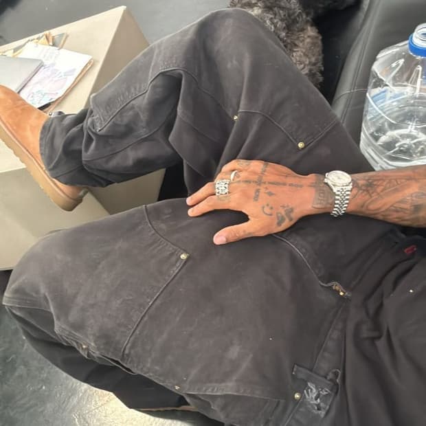 빈티지 칼하트 블랙 더블니 워크 팬츠 B136BLK