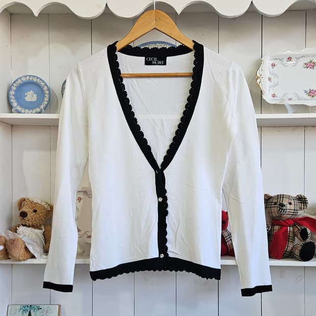 (CECIL McBEE) 배색 레이스 가디건