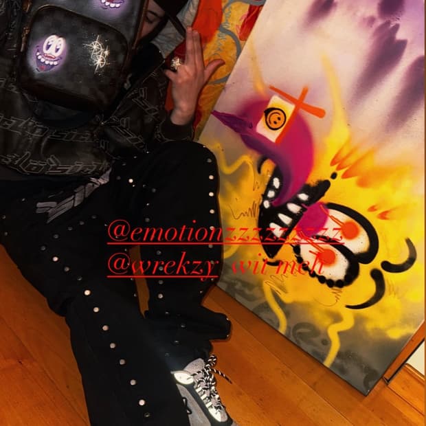 Sicko born from pain 페이디드 레더 후디 자켓 XL