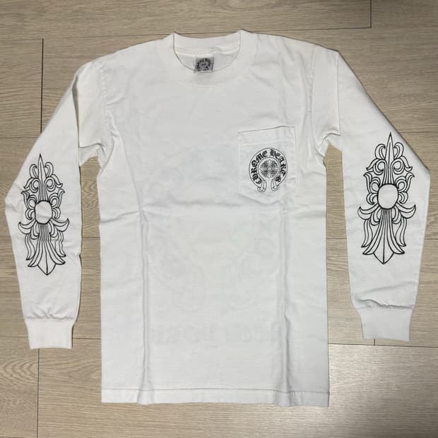 90s~00s 초기 올드 크롬하츠 뉴욕 빈티지 롱슬리브 긴팔 화이트 S