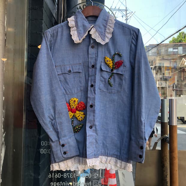 70s JC penny chambray shirt-S