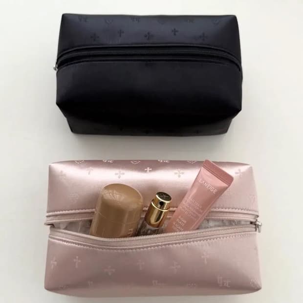 새상품) 쓰리타임즈 자카드 파우치 핑크