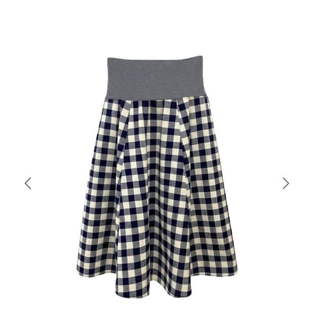 PATCHY GINGHAM SKIRT NAVY