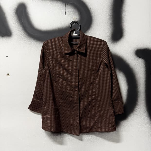 VTG 빈티지 긱시크 브라운 체크 패턴 셔츠