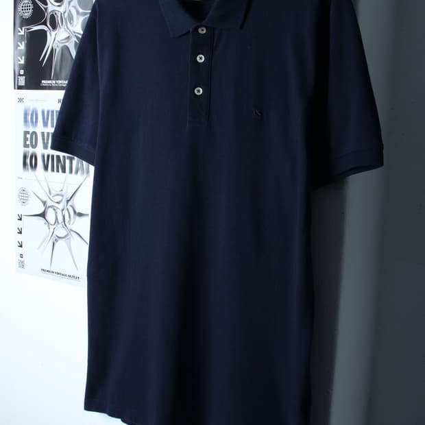 (L-XL) 자라 반팔 카라 티셔츠 스몰로고 네이비 놈코어-7B95