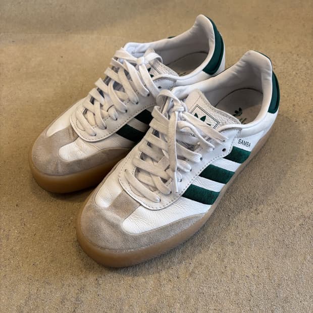 아디다스 삼바 화이트/그린 스니커즈