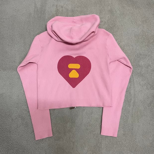 XS) 베이프 APEE 딸기우유맛 핑크 크롭 후드 집업