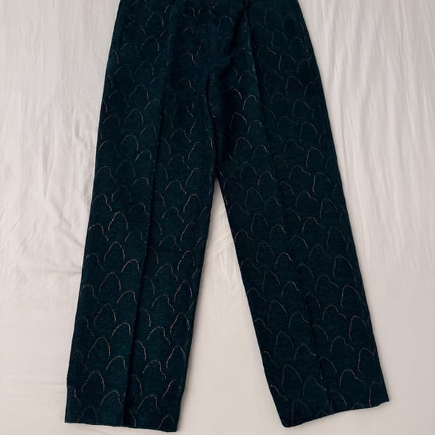 사스콰치패브릭스 슈미센 자수 자카드 와이드 슬랙스