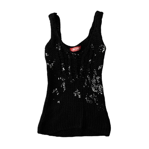 black knit sleeveless