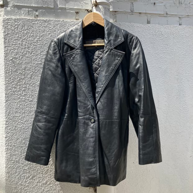 Members Only 가죽 트렌치 자켓 M