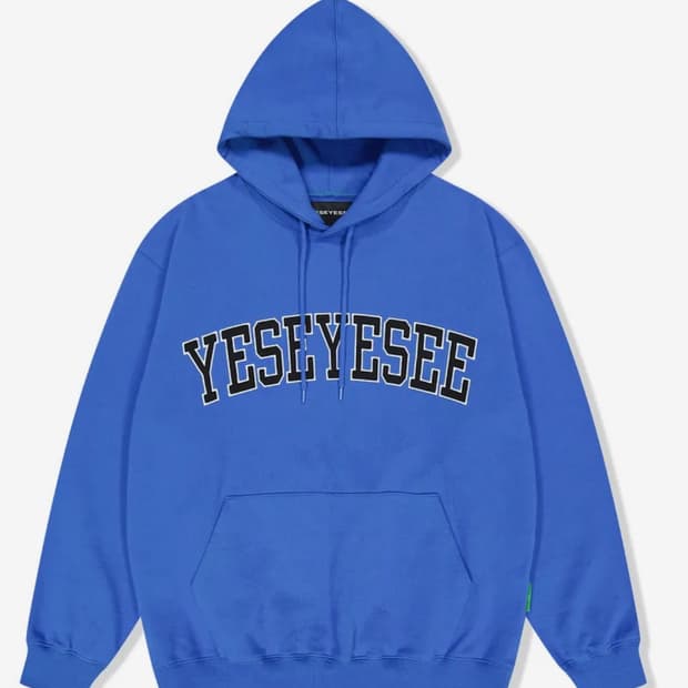 예스아이씨 arch logo hoodie blue