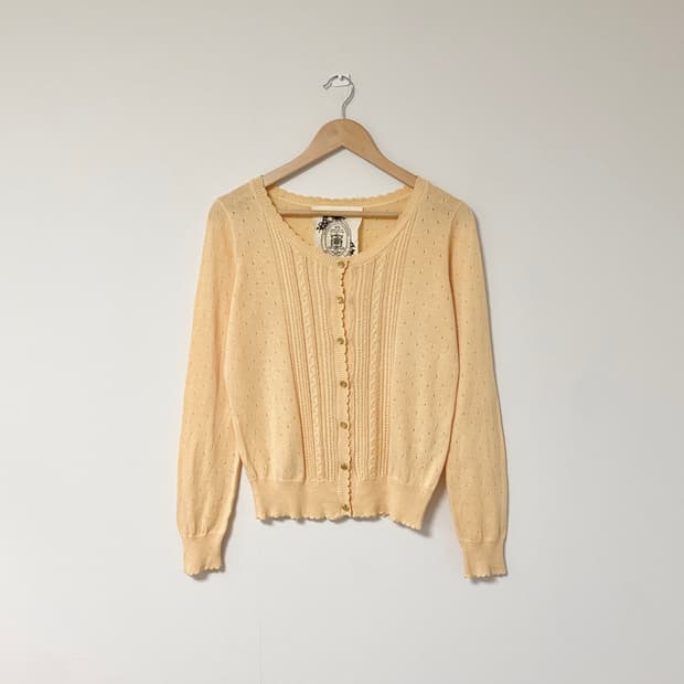 Butter Yellow Eyelet Knit Cardigan