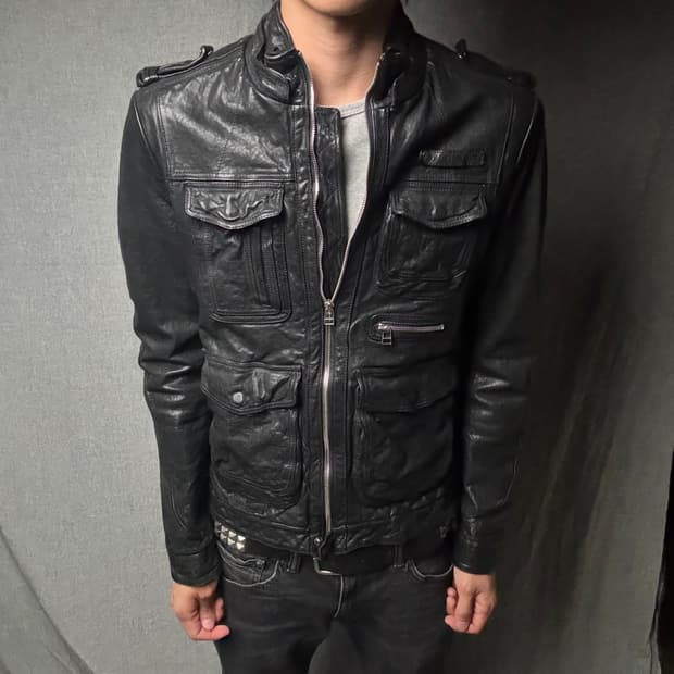 lamb skin pocket leather jacket