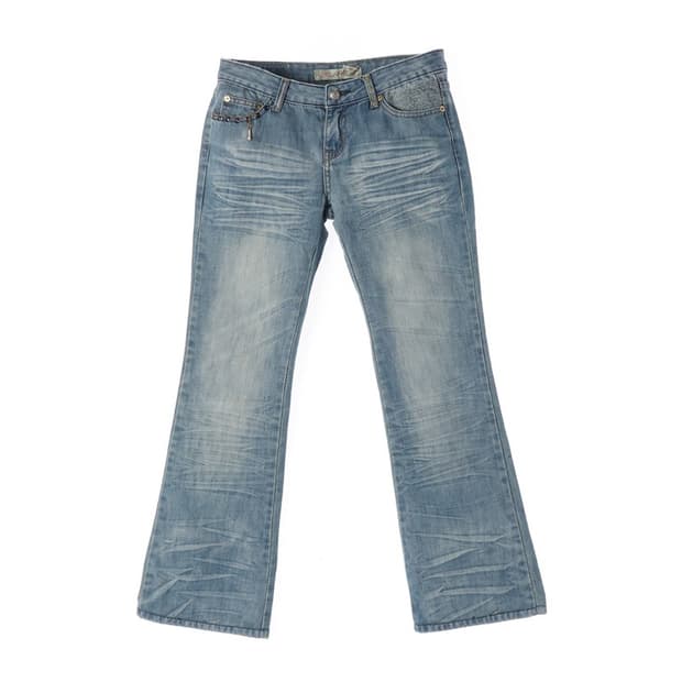 세카이걸 자수 체인 디테일 워싱 부츠컷 데님 29