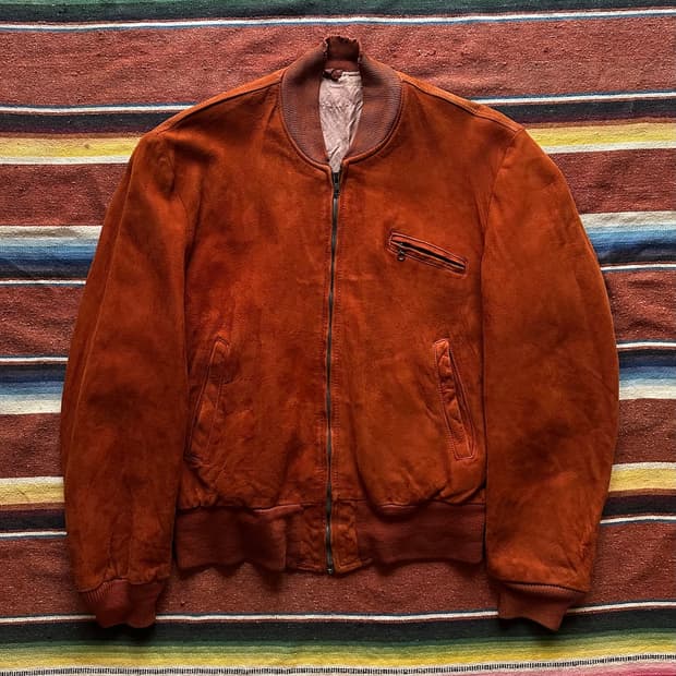 50s USA 빈티지 디어스킨 봄버 스웨이드 레더 자켓
