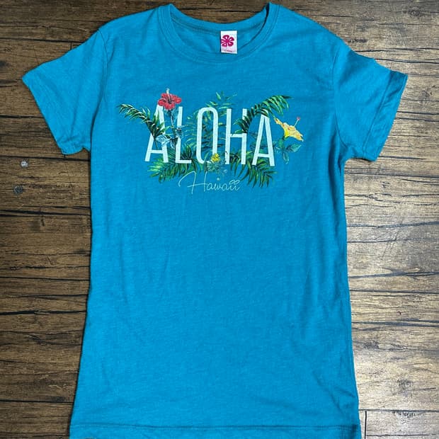 아일랜드 걸 하와이 ISLAND GIRL ALOHA 플로럴 반팔 티셔츠