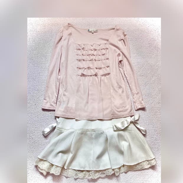 히메갸루 일본 빈티지 큐롯 + 복숭아 로걀탑 세트 / 리즈리사 엑시즈팜